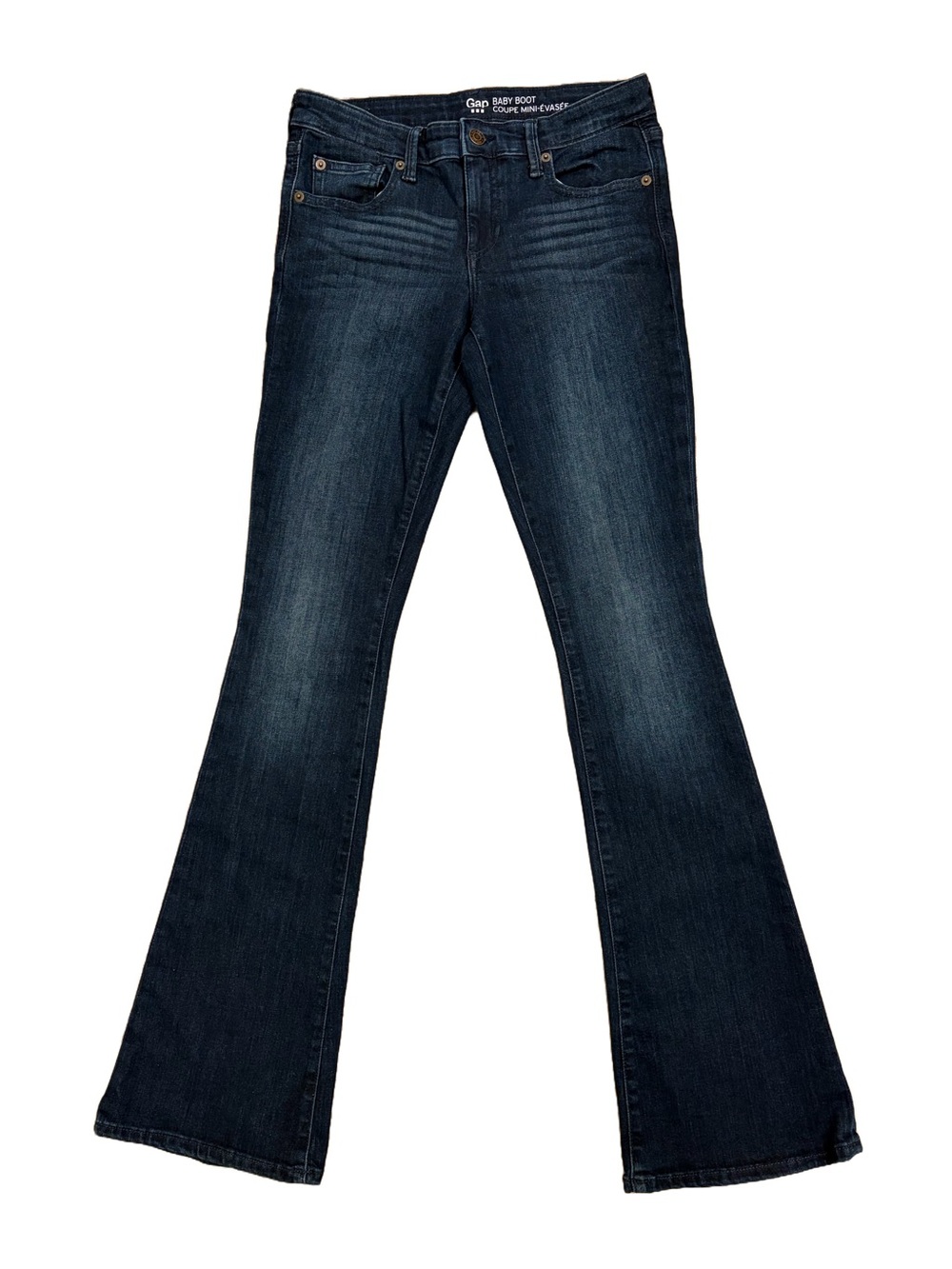 GAP Women's Dark Blue Bootcut Jeans Baby Boot Coupe Mini Evasee Size 26 R